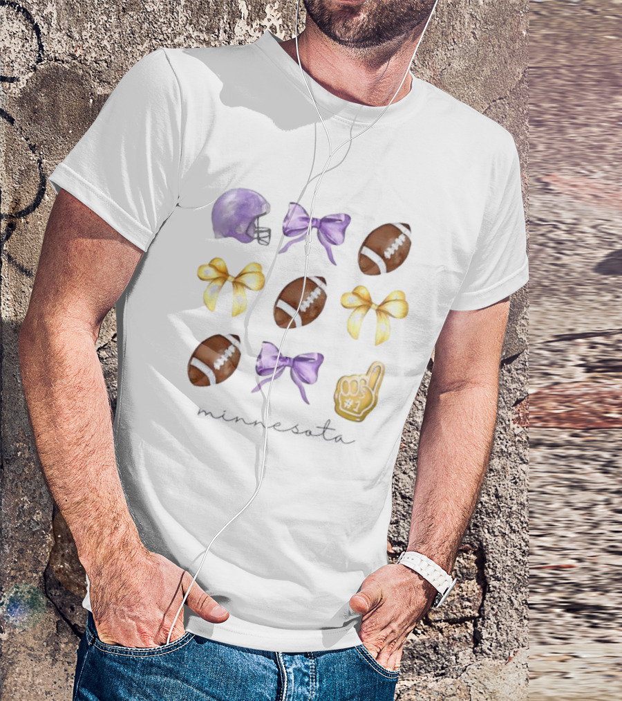 Minnesota Football Helmet Bows Number One Fan Team Spirit T-Shirt