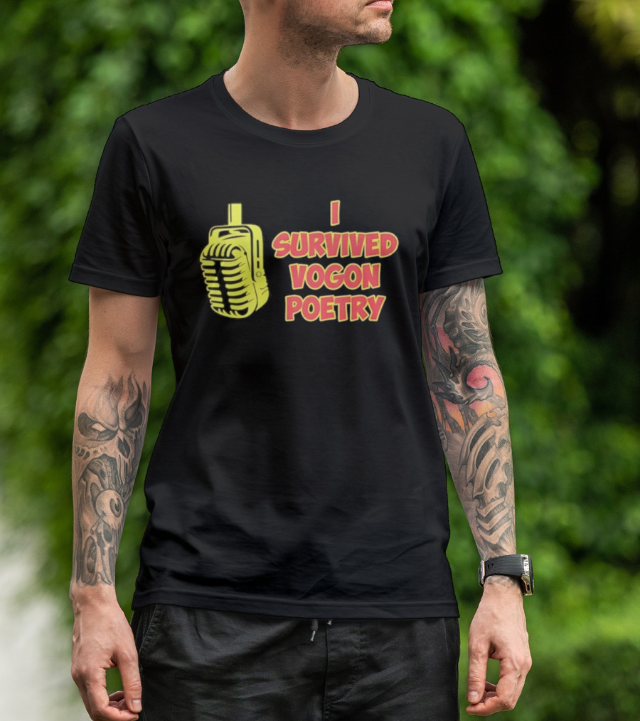 I Survived Vogon Poetry Retro Microphone Theme T-Shirt
