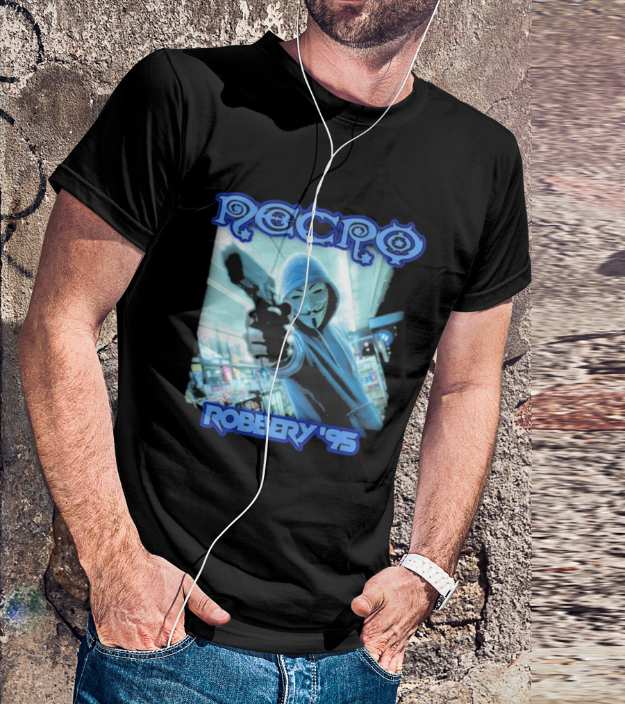 Necro Robbery '95 Hacker Mask Gun Store T-Shirt