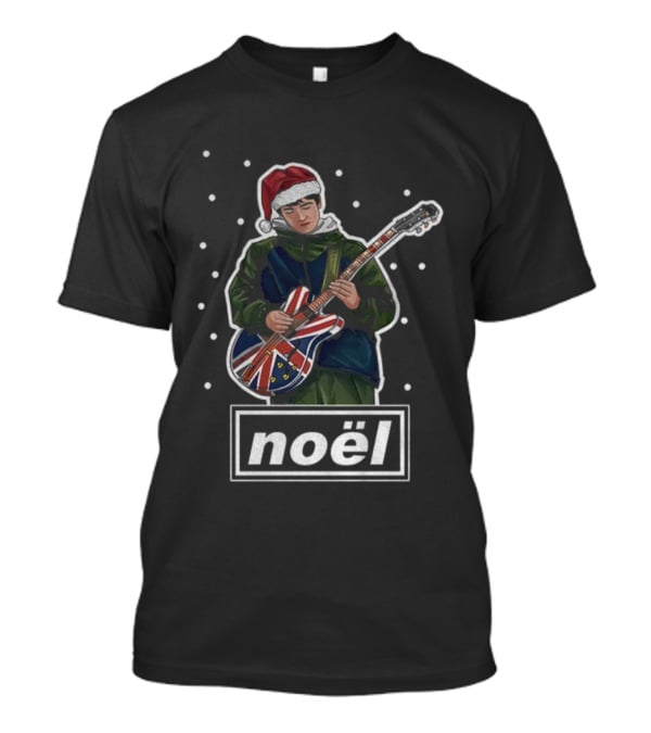 Noel Gallagher Santa Hat Union Jack Guitar Oasis Merry Christmas T-Shirt