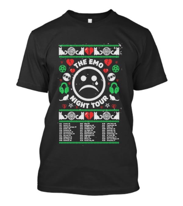 The Emo Night Tour 2026 Sad Ugly Christmas Tour Dates Hearts And Headphones T-Shirt