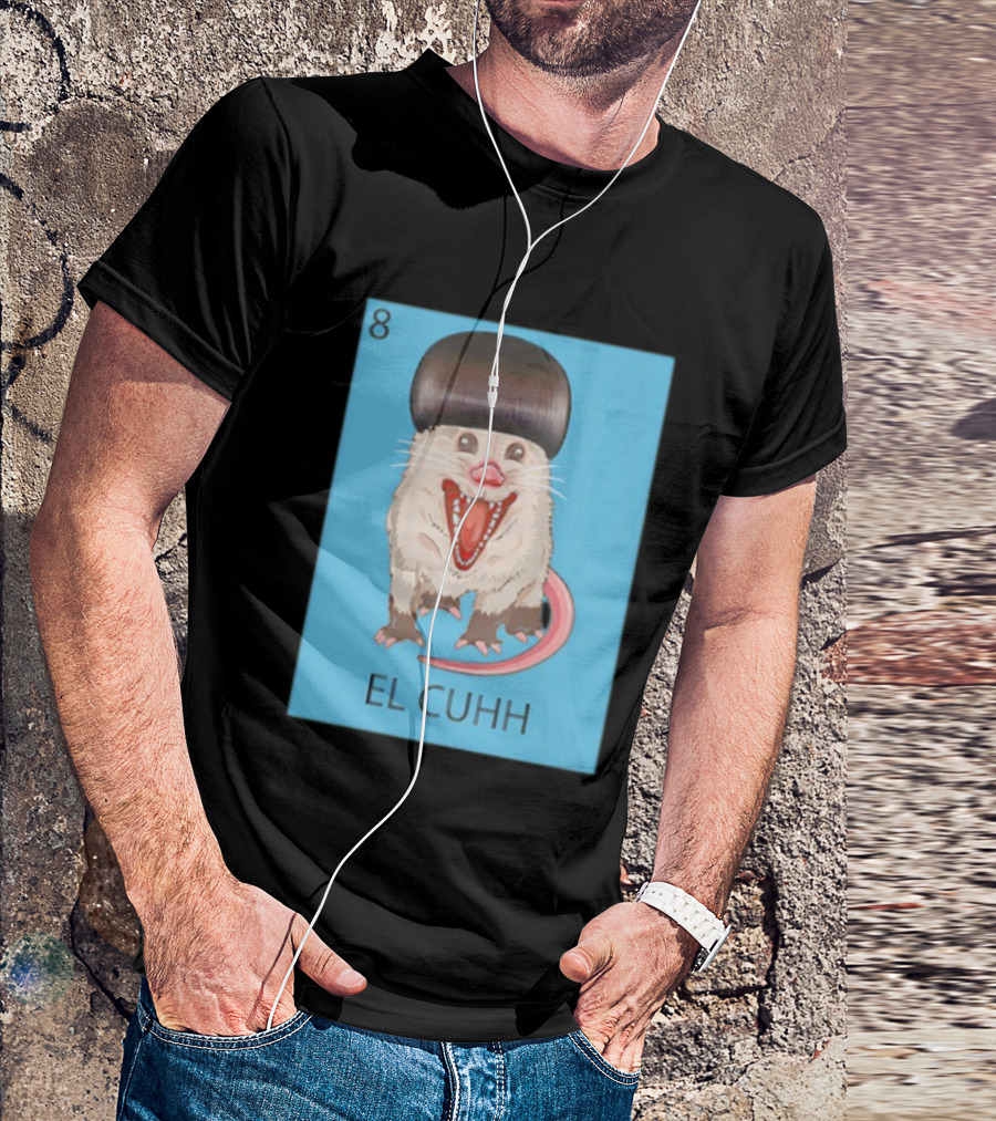 Takuache Loteria El Cuhh Card Number 8 Possum Art Cartoon Style T-Shirt