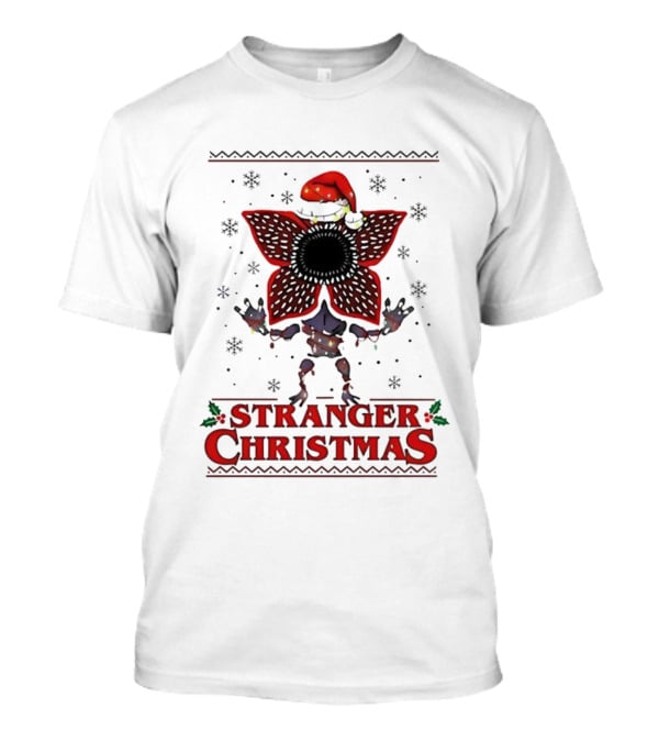 Stranger Things Christmas Demogorgon Santa Hat Merry Upside Down Ugly Sweater T-Shirt