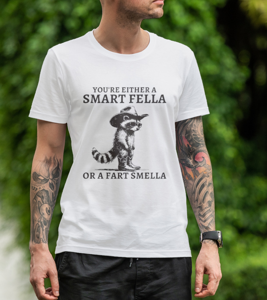 You’re Either A Smart Fella Or A Fart Smella Retro Raccoon T-Shirt