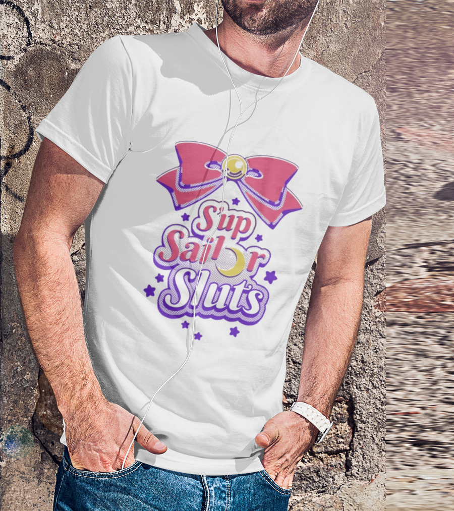 S'up Sailor Moon Bow Stars Crescent Witty Phrase T-Shirt