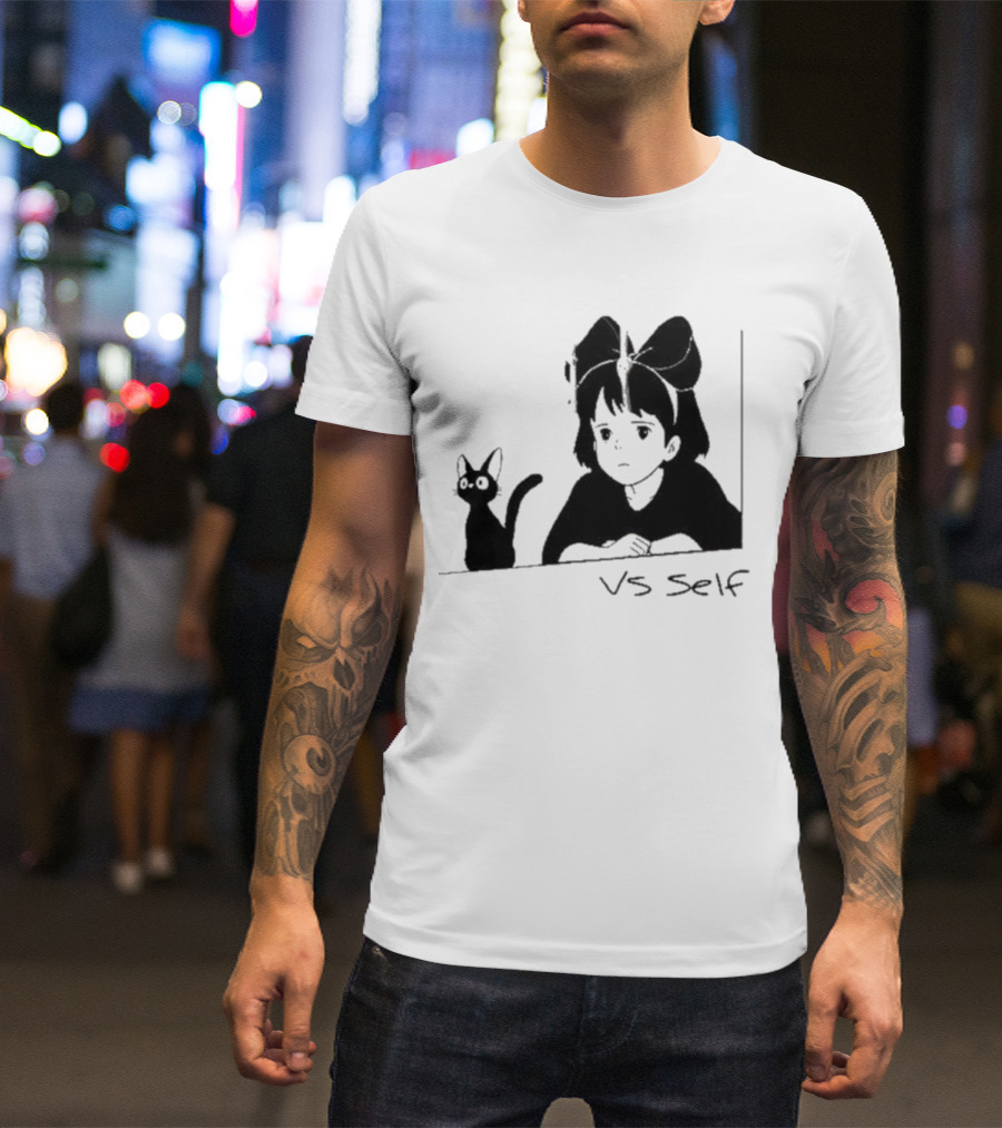 Vs Self Cat Girl Anime Style Bow Figure With Cat T-Shirt