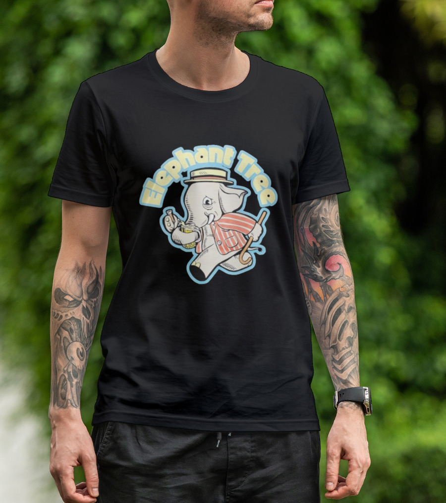 Elephant Tree Vintage Cartoon Style Elephant In Suit And Hat T-Shirt