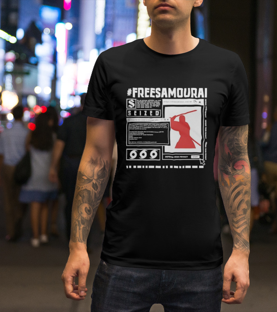 Free Samourai Seized Classic Japanese Warrior Silhouette T-Shirt