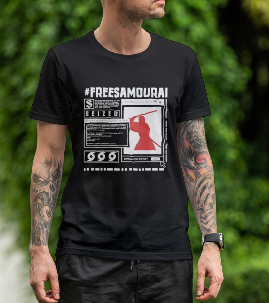 Free Samourai Seized Classic Japanese Warrior Silhouette T-Shirt