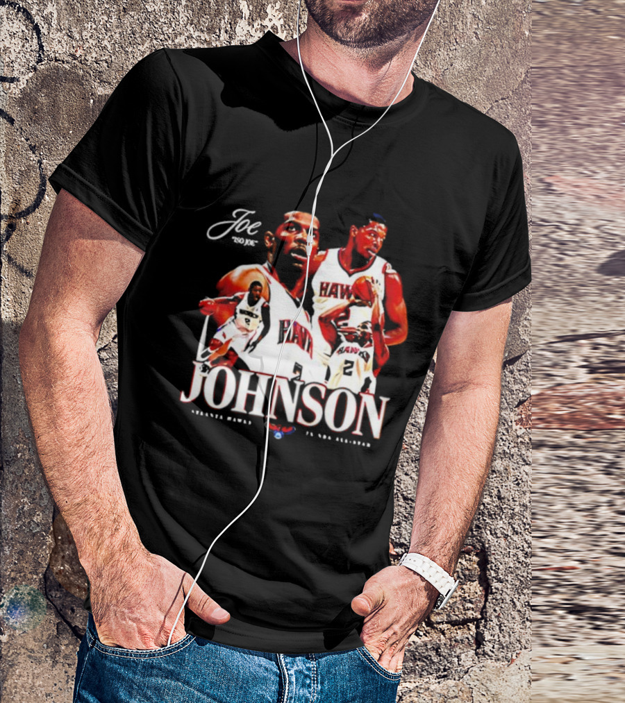 Joe Johnson Atlanta Hawks NBA Basketball Legend And All-Star Hawks Player Image T-Shirt