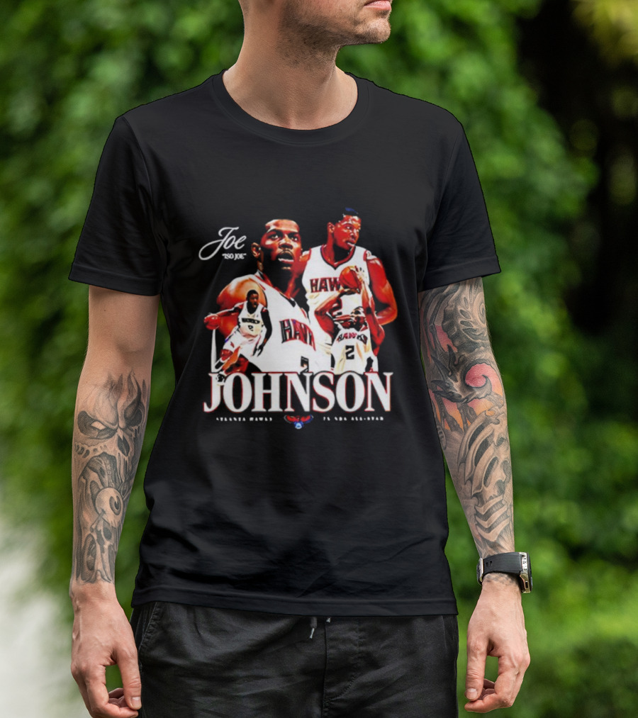 Joe Johnson Atlanta Hawks NBA Basketball Legend And All-Star Hawks Player Image T-Shirt