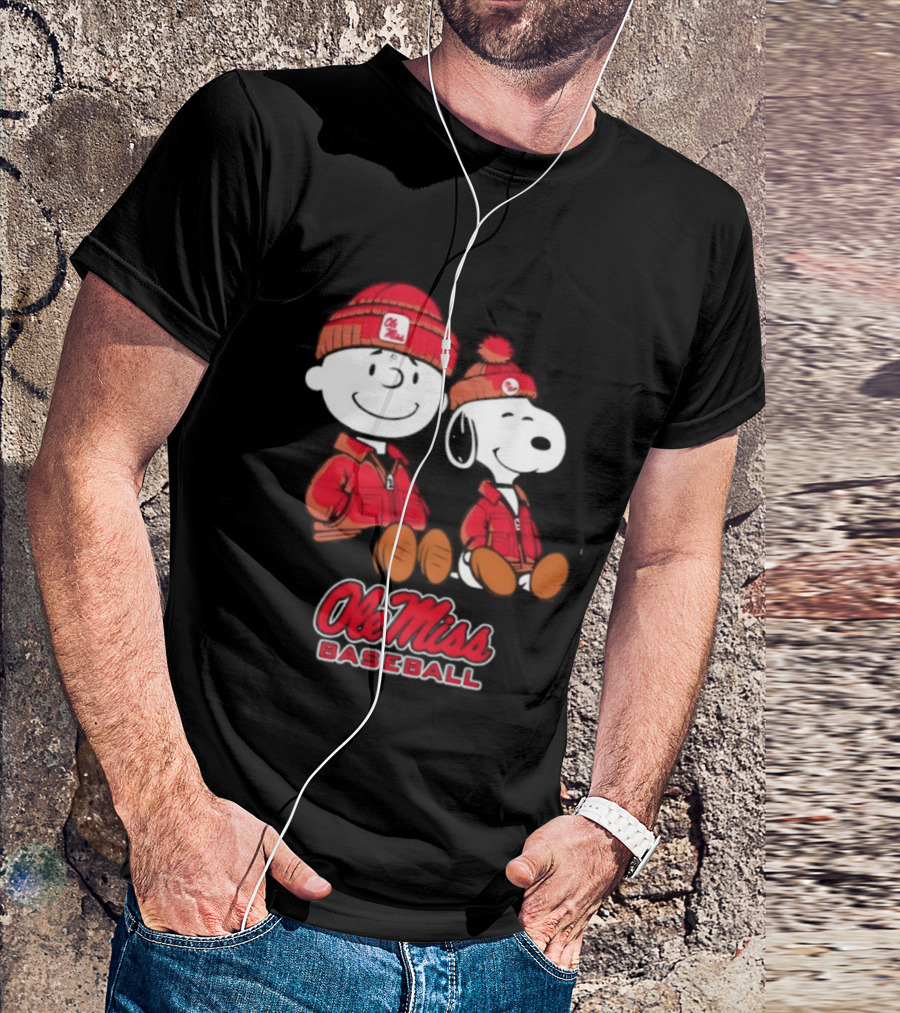 Ole Miss Baseball Snoopy And Charlie Brown Collaboration T-Shirt