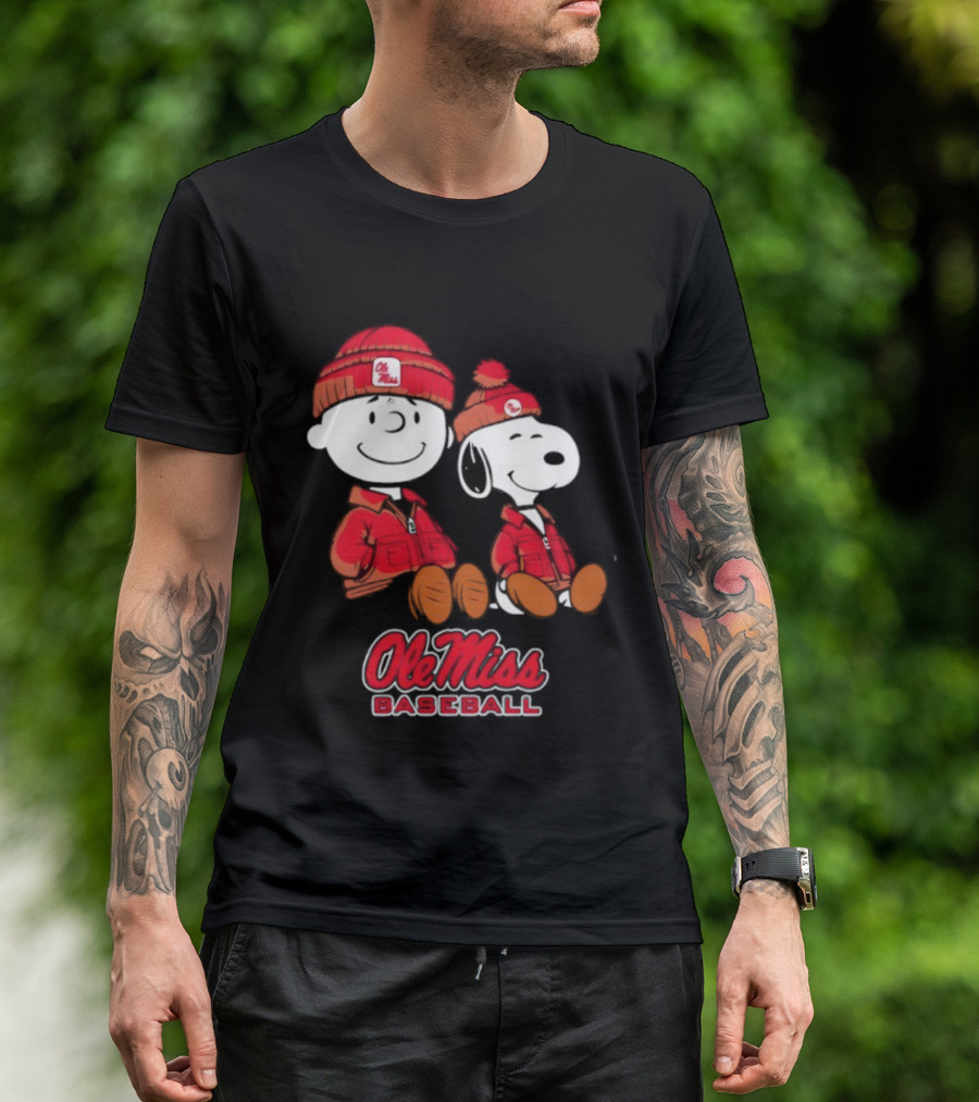 Ole Miss Baseball Snoopy And Charlie Brown Collaboration T-Shirt