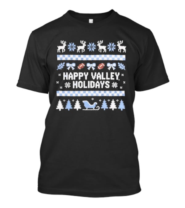 Penn State Happy Valley Holidays Christmas Reindeer Football Ornaments Snowflakes Trees T-Shirt