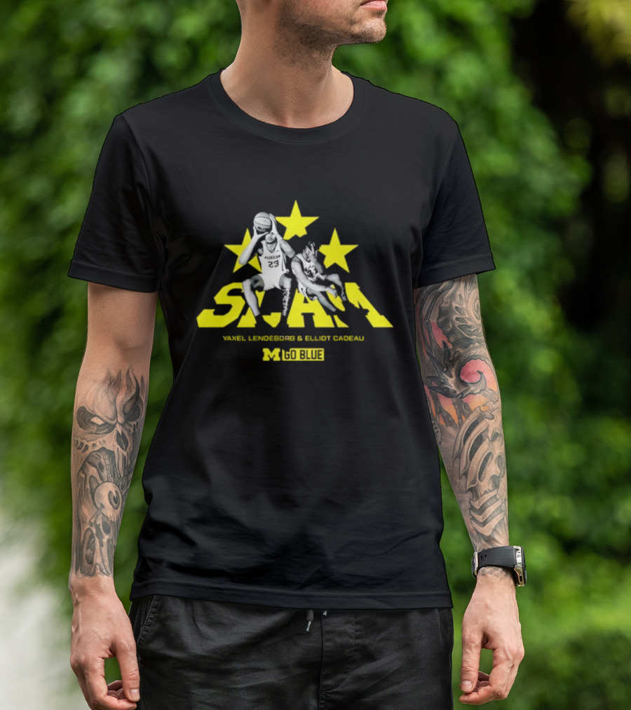 SLAM Yaxel Lendeborg Elliot Cadeau Michigan M Go Blue Stars T-Shirt
