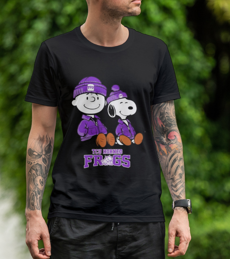 TCU Horned Frogs Snoopy Charlie Brown Collaboration Football Fan Gear T-Shirt