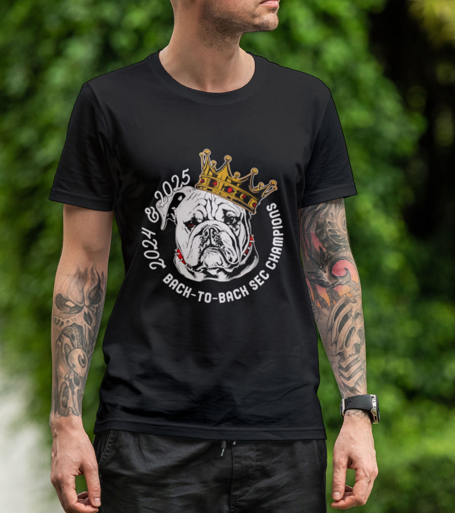 2024 2025 Back-to-Back SEC Champions Bulldog Crown T-Shirt