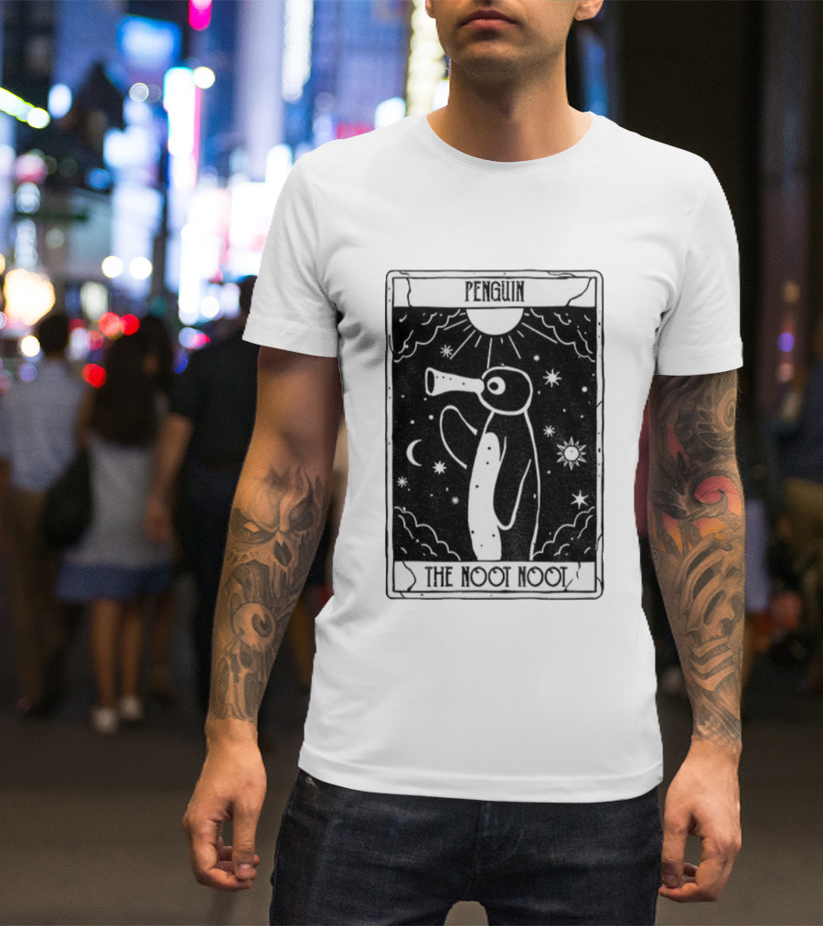Penguin Noot Noot Tarot Card Funny Design T-Shirt