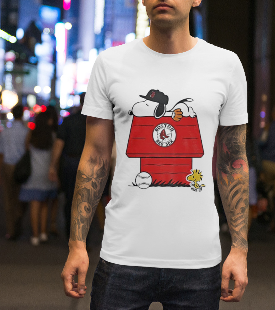 Snoopy Woodstock Boston Red Sox Dugout MLB Baseball T-Shirt