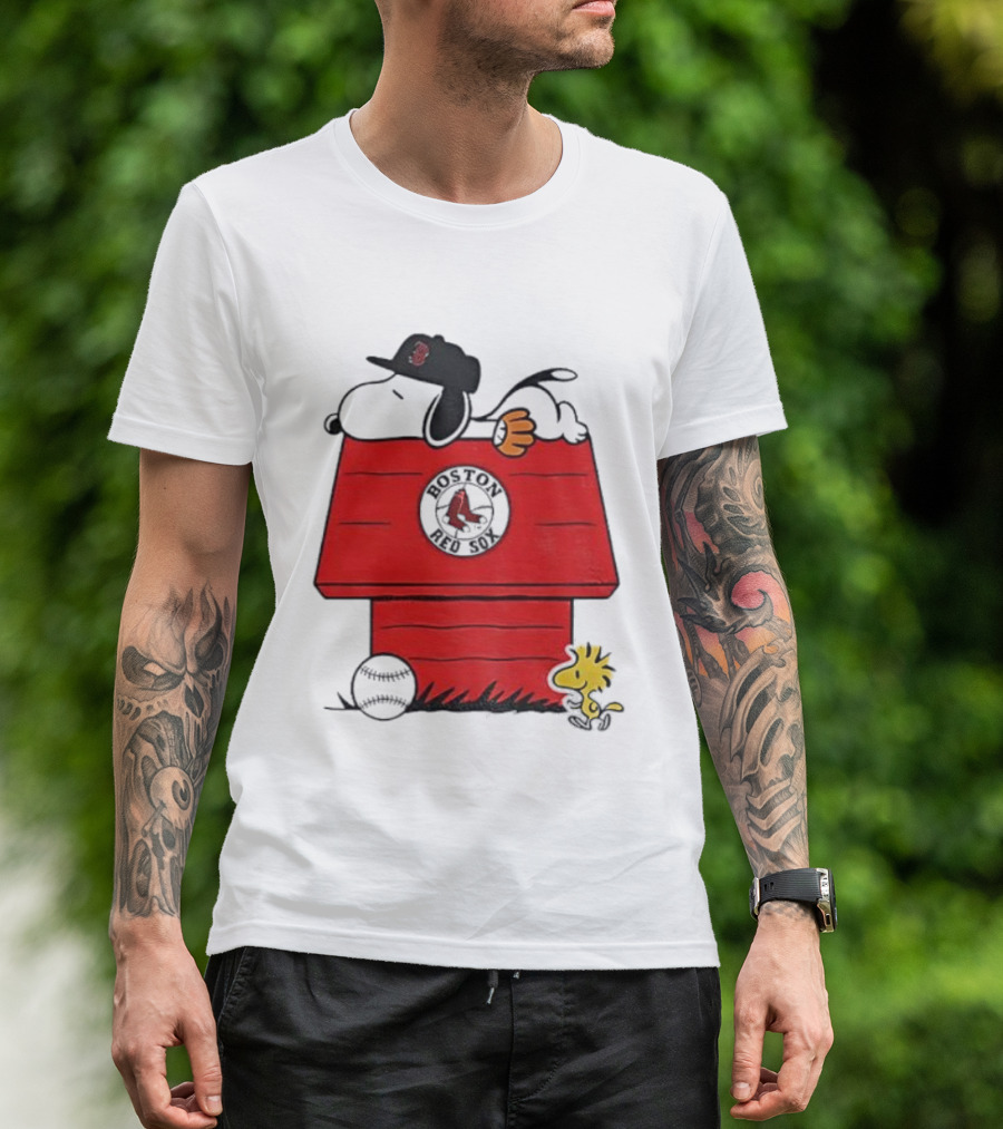 Snoopy Woodstock Boston Red Sox Dugout MLB Baseball T-Shirt