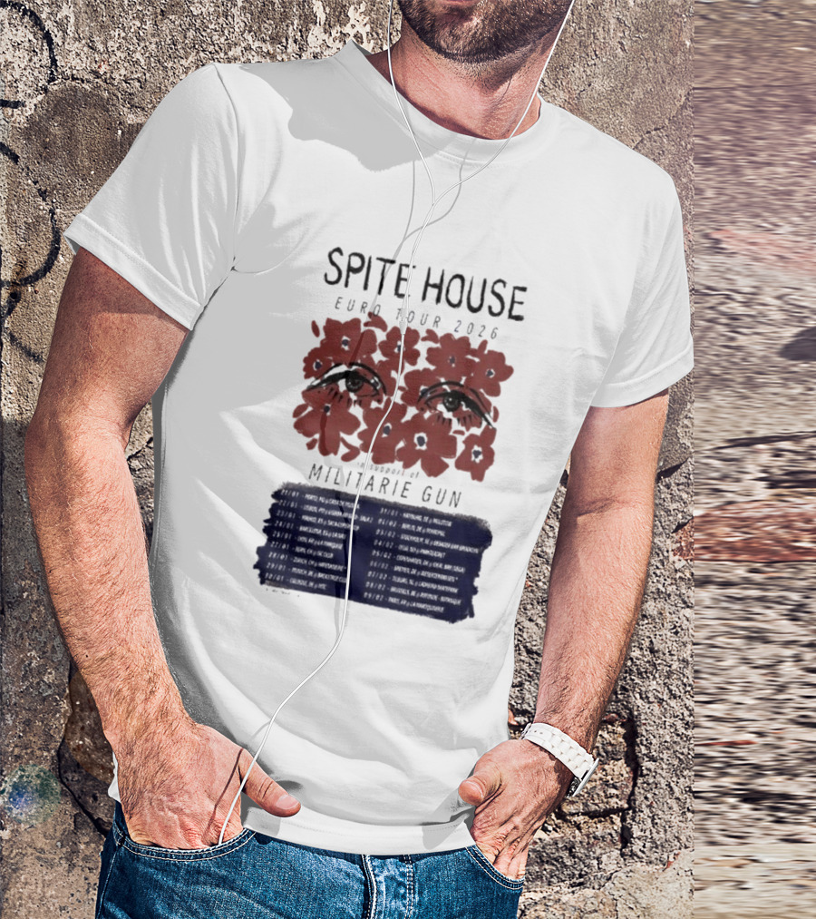 Spite House Militärie Gun Euro Tour 2026 Eyes And Flowers T-Shirt