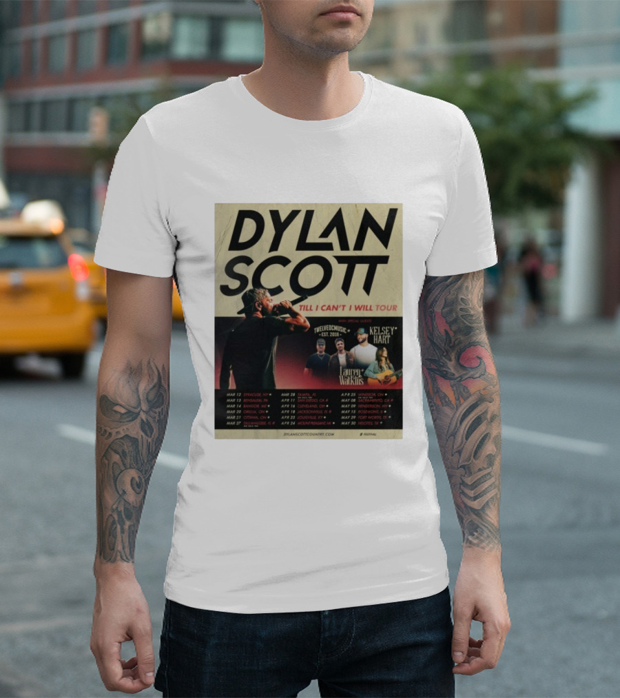 Dylan Scott Till I Can’t I Will Tour 2026 Twelve OC Music Kelsey Hart Lauren Watkins T-Shirt