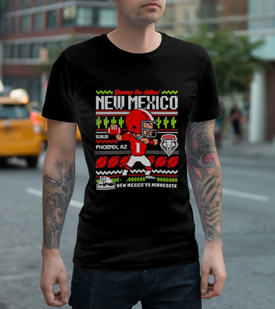 New Mexico Vs Minnesota 2025 Rate Bowl Phoenix AZ Lobos Ugly Christmas T-Shirt