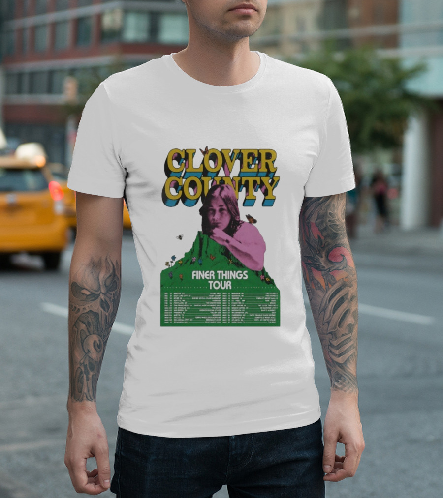 Clover County Finer Things Tour 2026 Vintage Art With Pink And Green Aesthetic T-Shirt