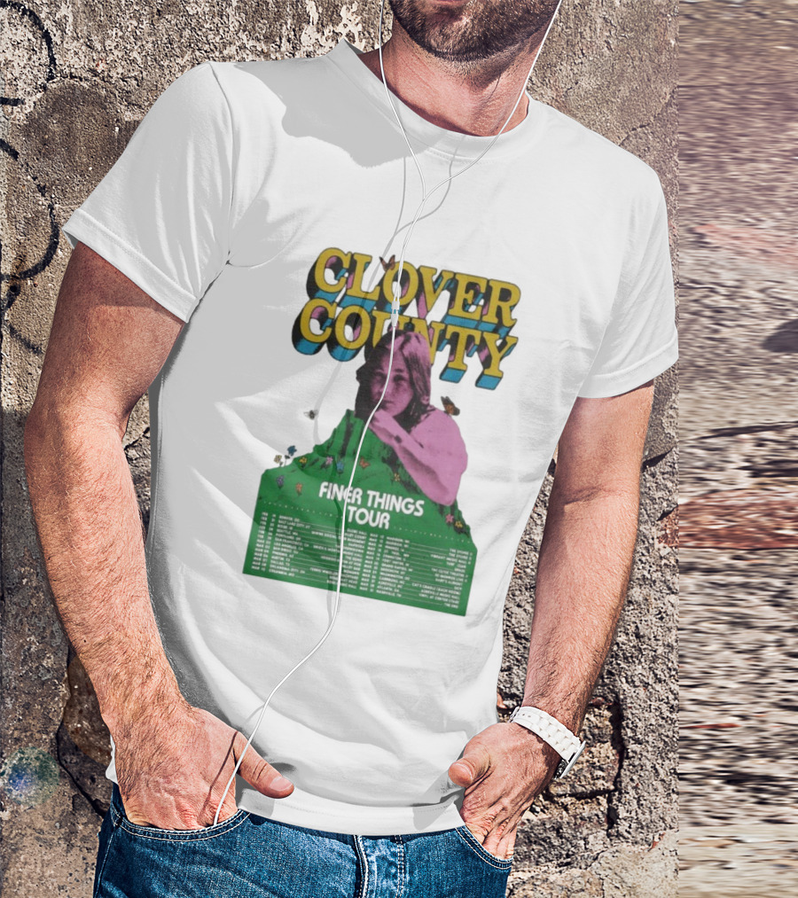 Clover County Finer Things Tour 2026 Vintage Art With Pink And Green Aesthetic T-Shirt