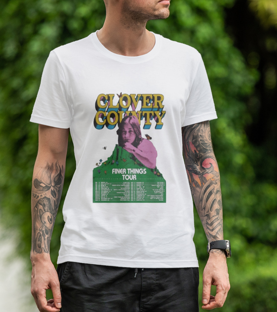 Clover County Finer Things Tour 2026 Vintage Art With Pink And Green Aesthetic T-Shirt