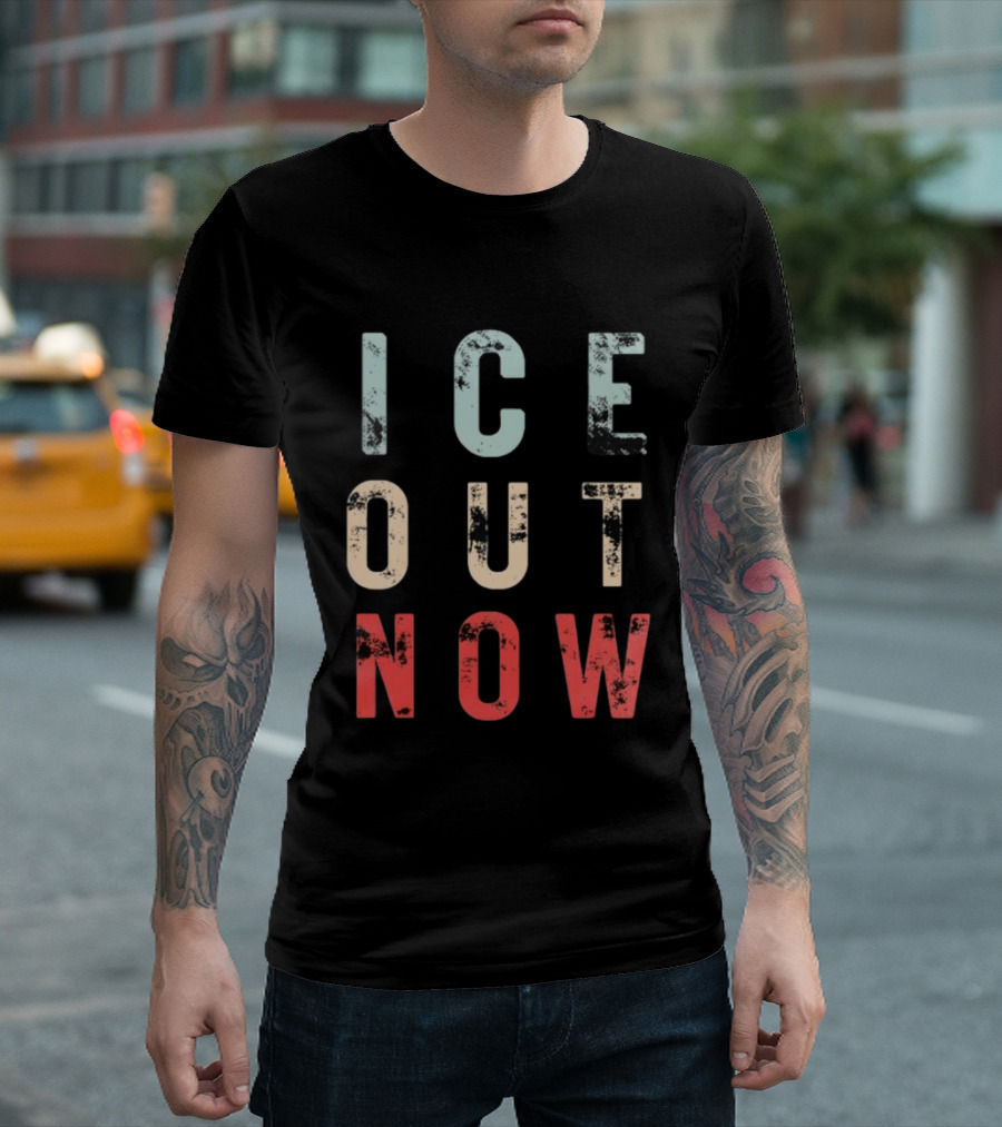 ICE Out Now Distressed T-Shirt