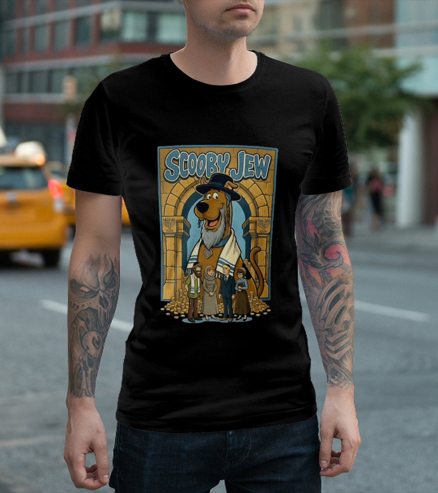 Scooby Jew Meme Cartoon Style With Rabbi Symbols And Characters T-Shirt