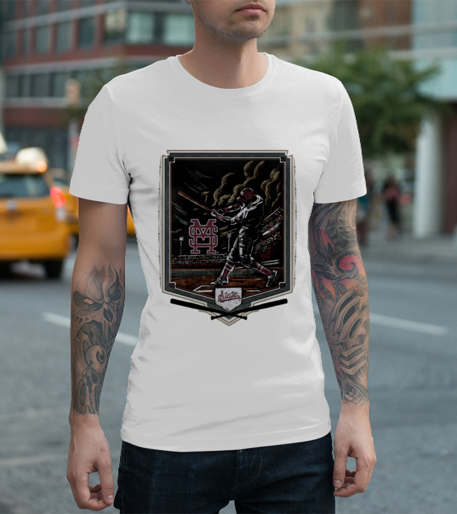 Mississippi State The Thunder Baseball Player Stadium Scene T-Shirt