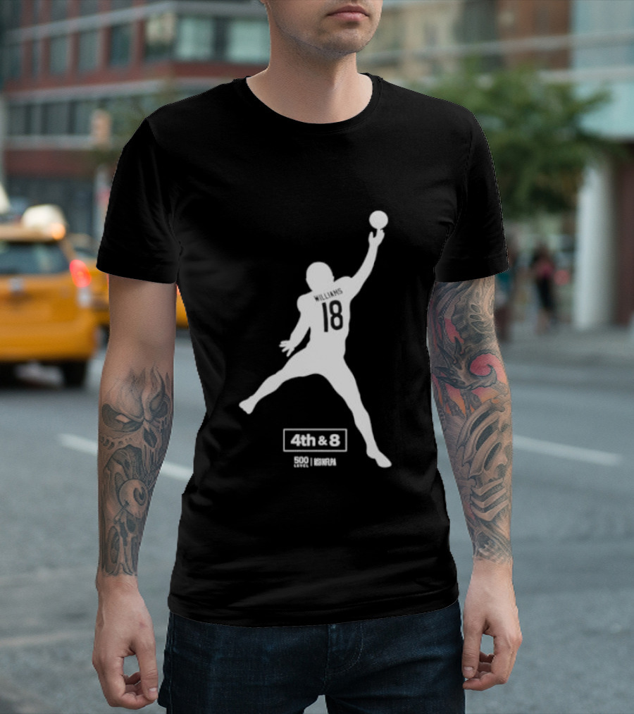 Caleb Williams 18 Chicago 4th & 8 Football T-Shirt