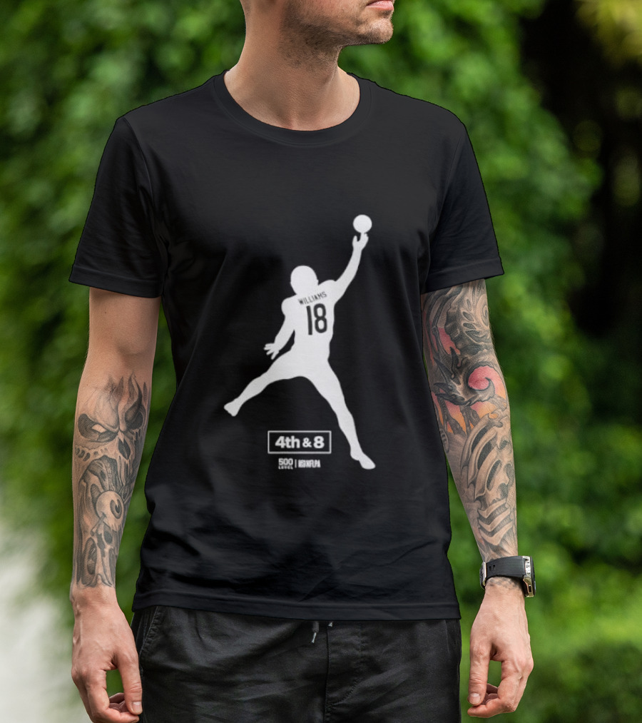 Caleb Williams 18 Chicago 4th & 8 Football T-Shirt