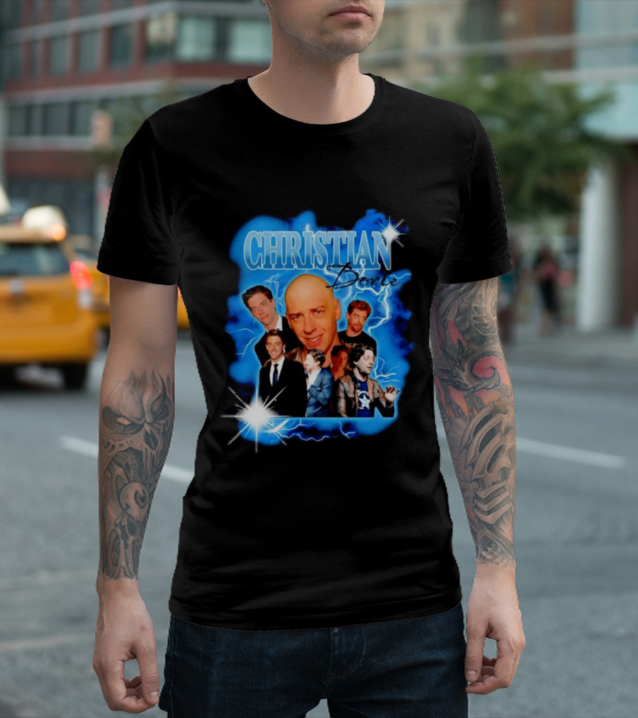 Christian Borle Lightning Bald Images Blue T-Shirt