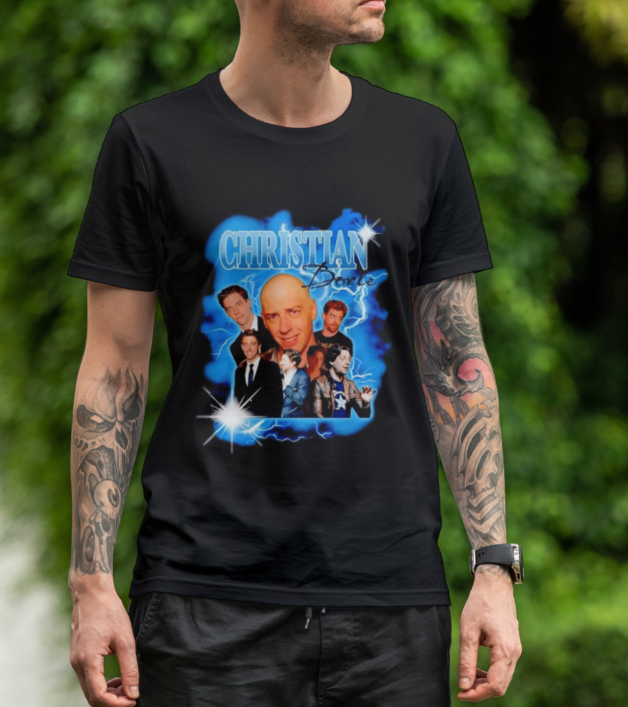 Christian Borle Lightning Bald Images Blue T-Shirt