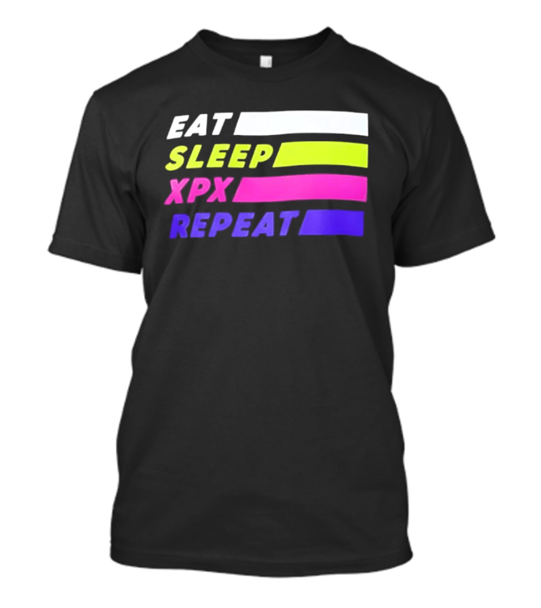 Eat Sleep XPX Repeat Lines Neon Text Blocks T-Shirt