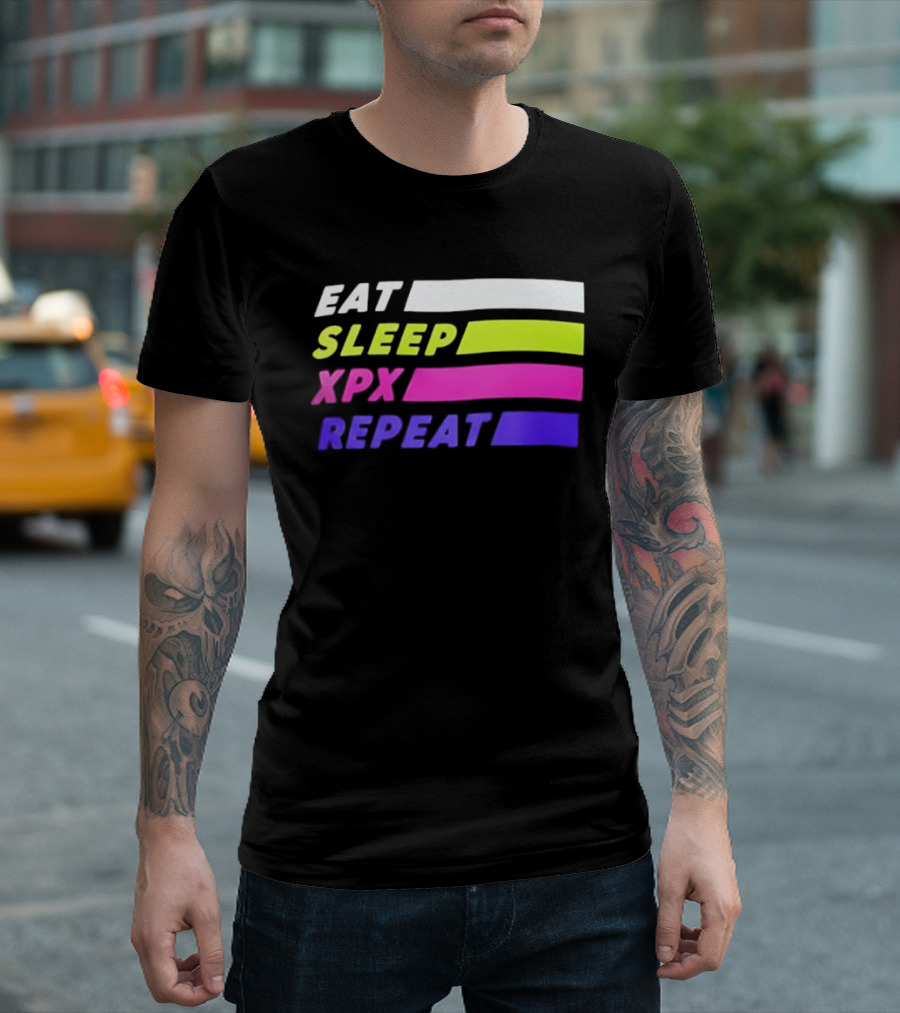 Eat Sleep XPX Repeat Lines Neon Text Blocks T-Shirt