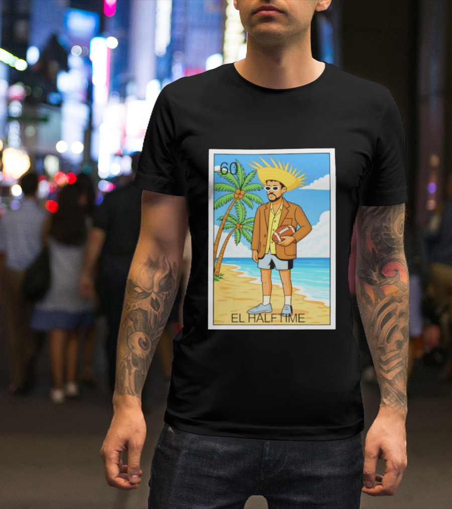 El Halftime Bad Bunny Loteria Card Beach T-Shirt