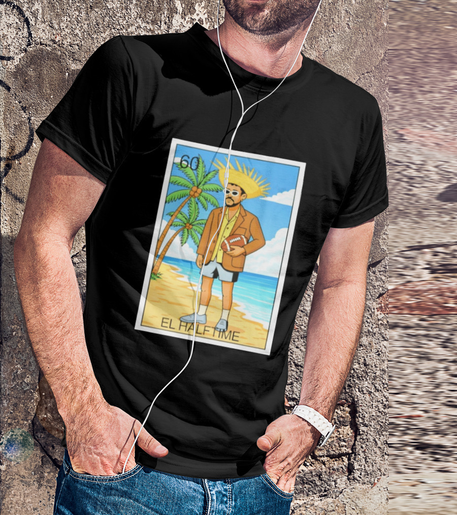 El Halftime Bad Bunny Loteria Card Beach T-Shirt