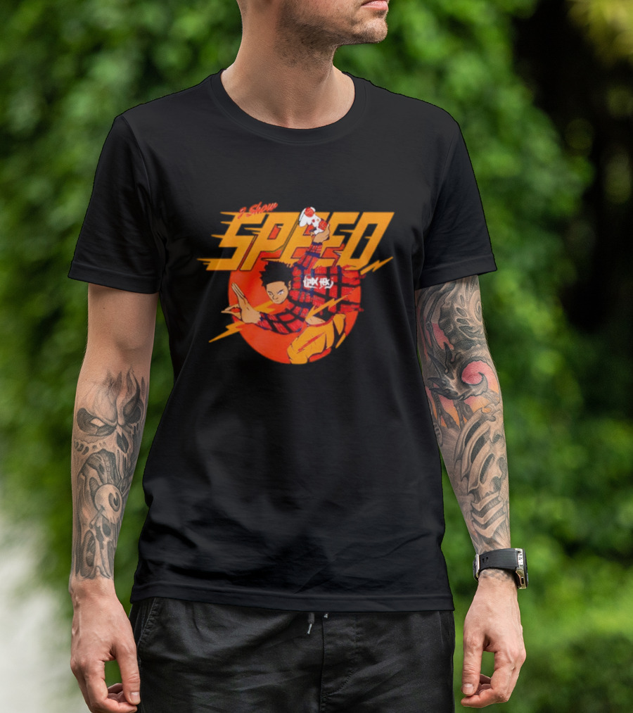 IShowSpeed Speed Flash Anime Character With Soccer Ball And Lightning Bolt T-Shirt