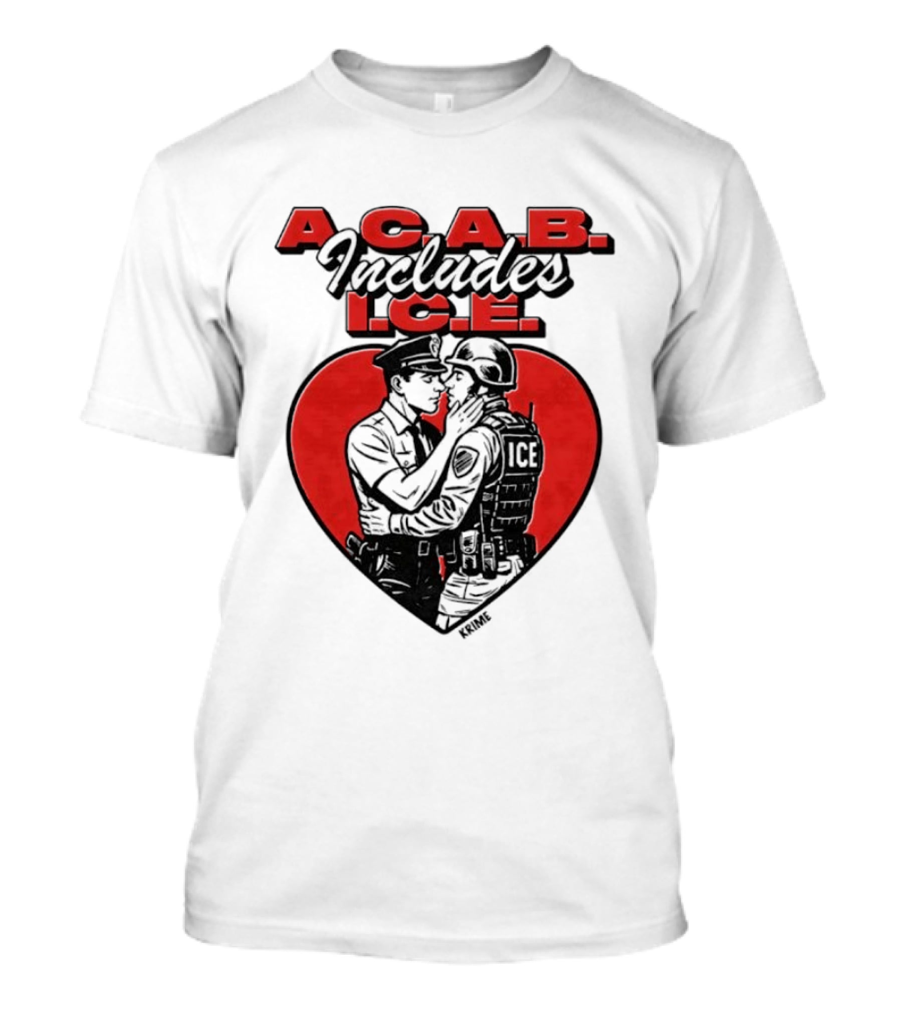 ACAB Includes ICE Anti Police Heart Shape Red And Black T-Shirt