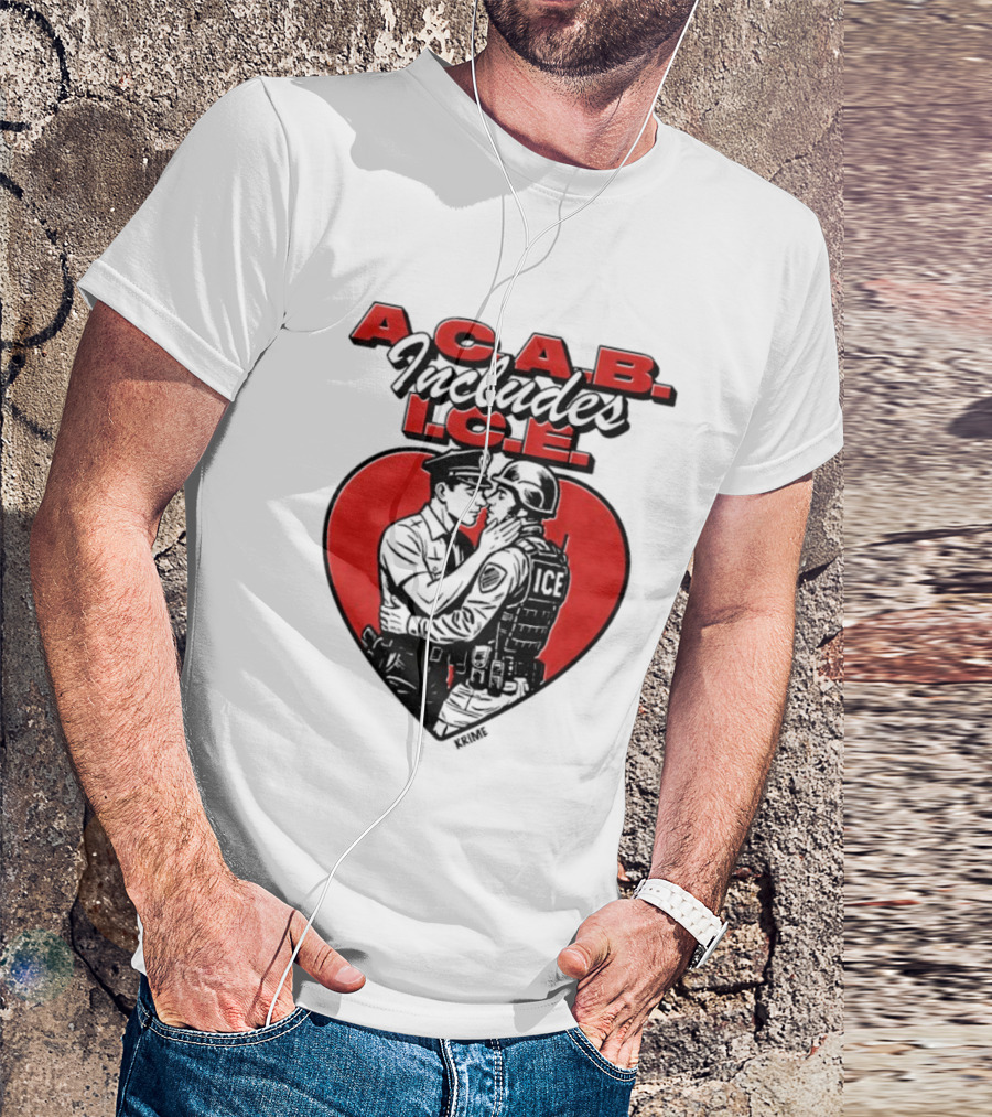 ACAB Includes ICE Anti Police Heart Shape Red And Black T-Shirt