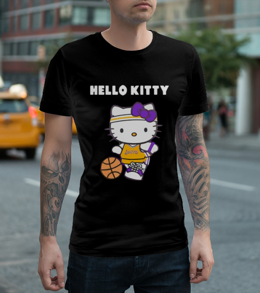 Los Angeles Lakers Hello Kitty Basketball Collaboration T-Shirt