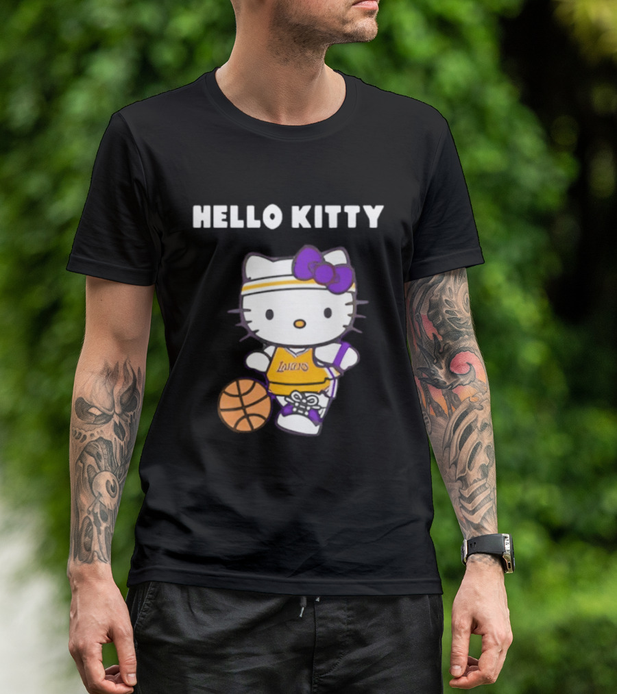 Los Angeles Lakers Hello Kitty Basketball Collaboration T-Shirt