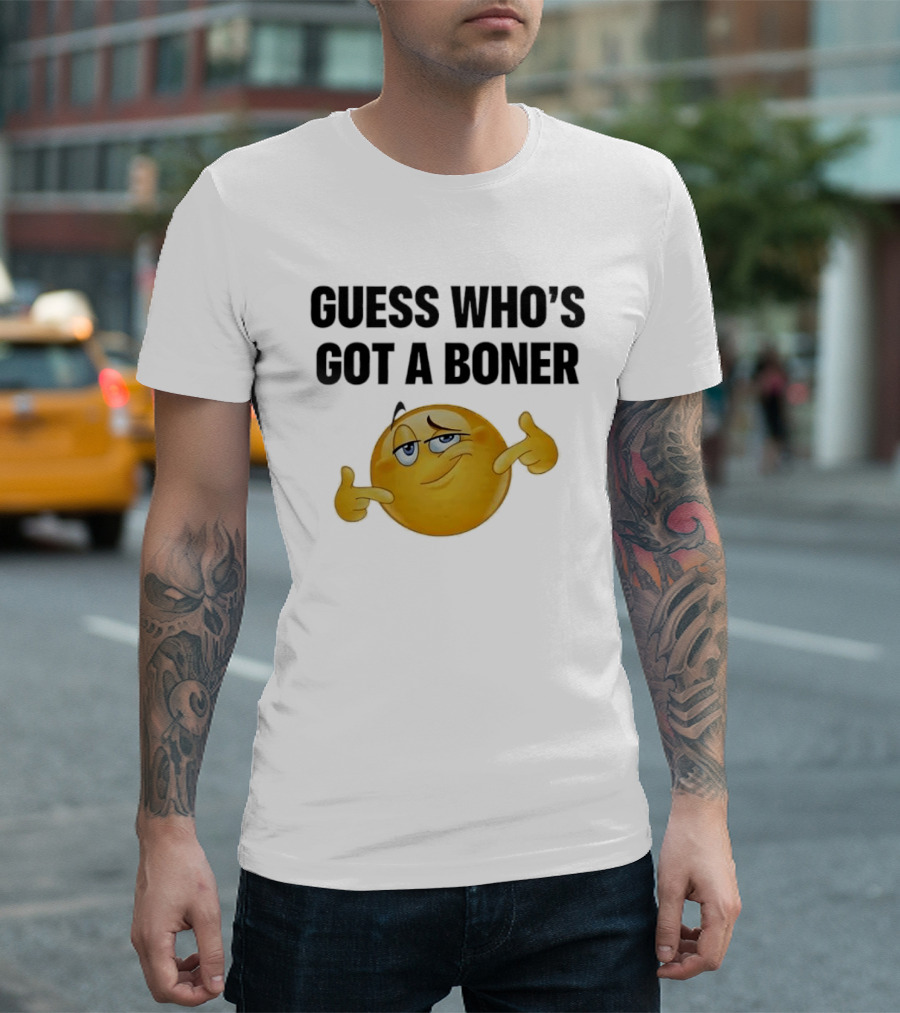 Guess Who's Got A Boner Emoji Pointing Hands T-Shirt