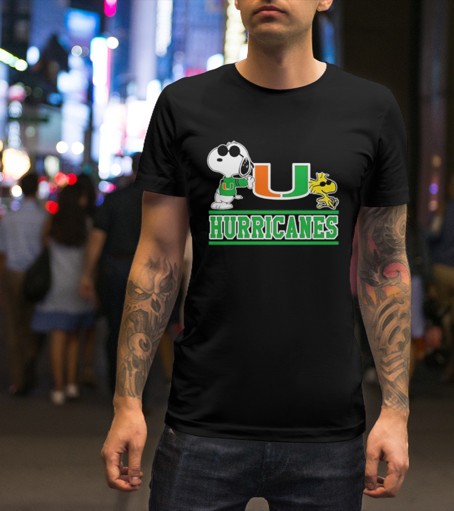 Snoopy Woodstock Miami Hurricanes U T-Shirt