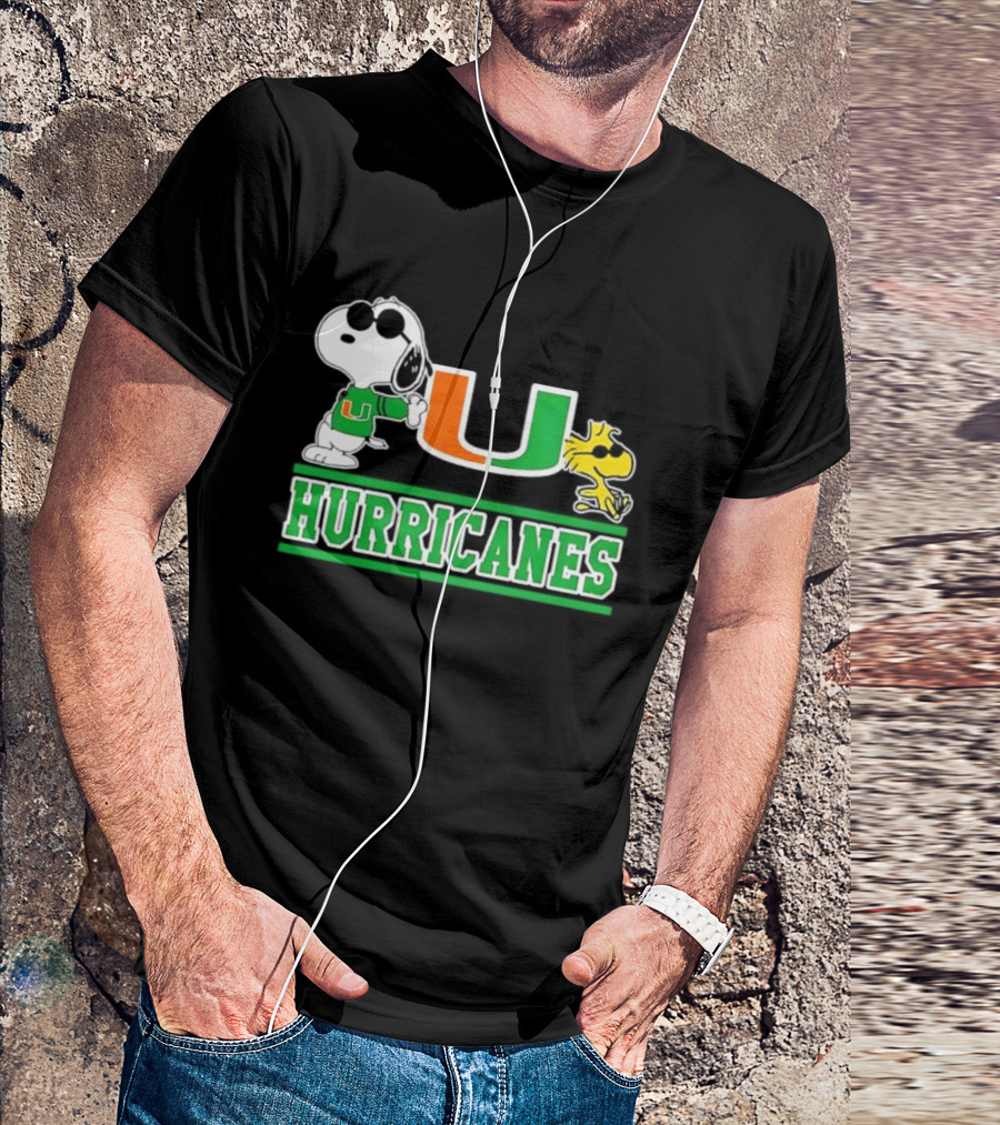 Snoopy Woodstock Miami Hurricanes U T-Shirt