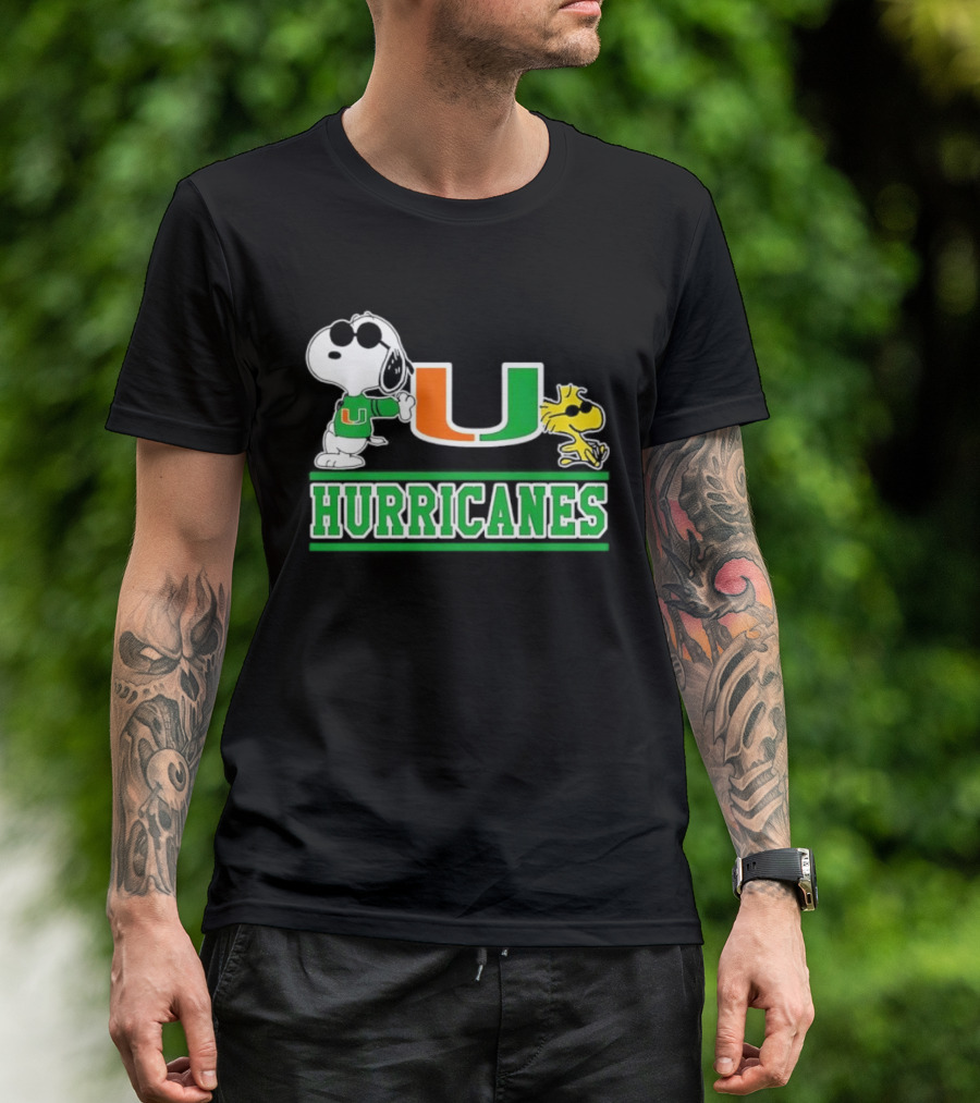 Snoopy Woodstock Miami Hurricanes U T-Shirt